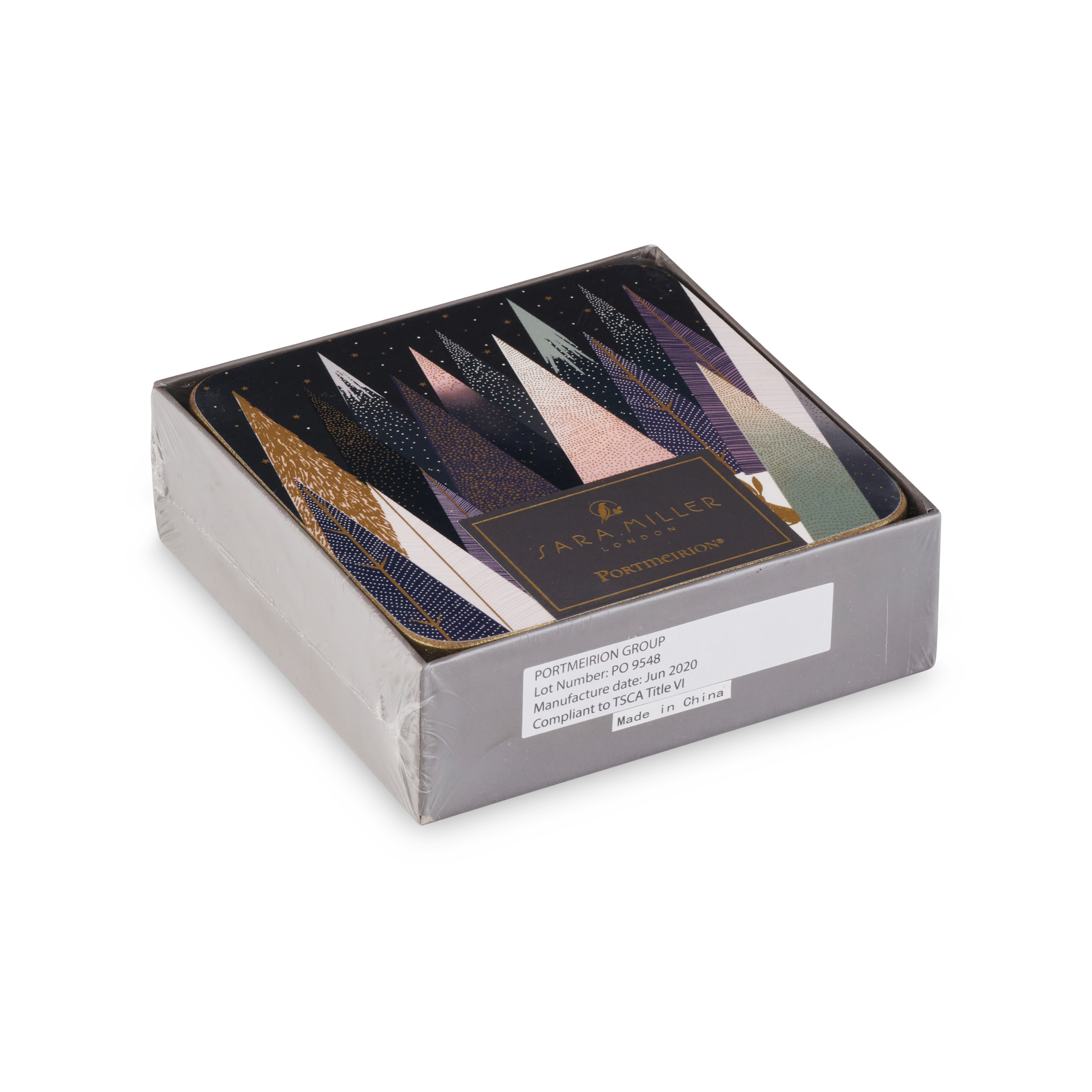 Sara Miller London Frosted Pines Coasters Set of 6 image number null